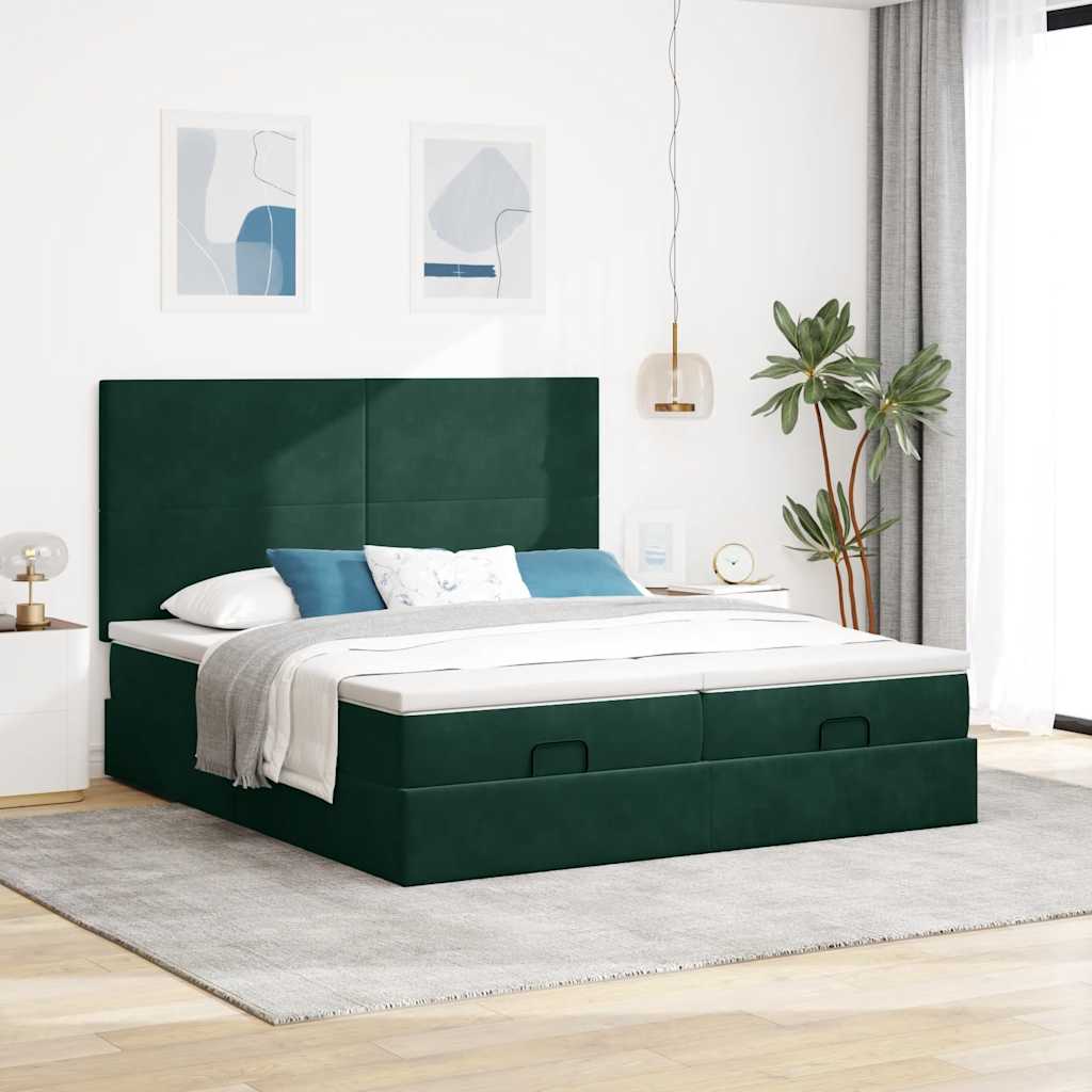 Struttura Letto Pouf con Materassi 180x200 cm Velluto