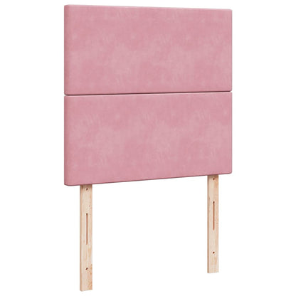Struttura Letto Pouf con Materassi Rosa 180x200 cm Velluto