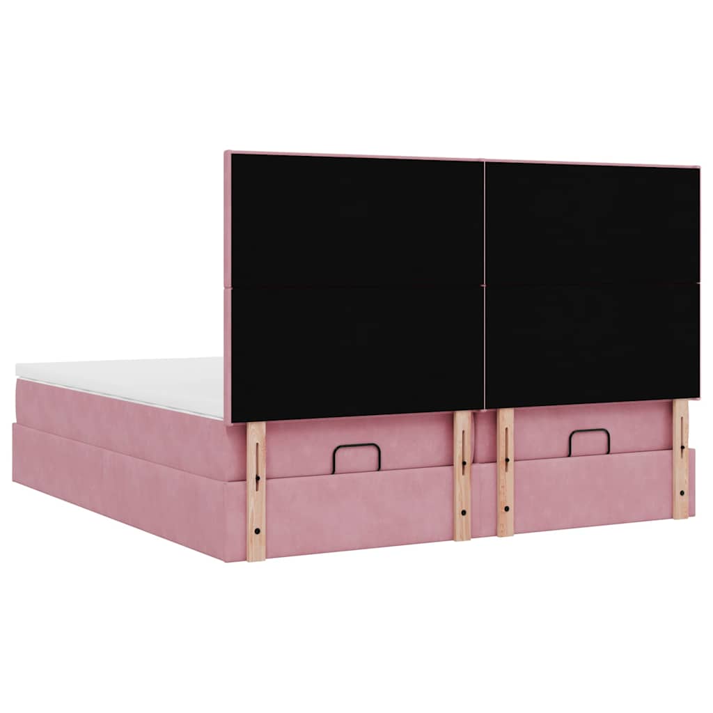 Struttura Letto Pouf con Materassi Rosa 180x200 cm Velluto | homemem39
