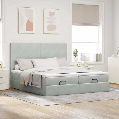 Struttura Letto Pouf con Materassi 200x200 cm Velluto