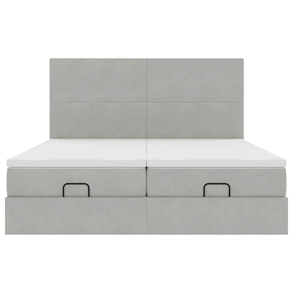 Struttura Letto Pouf con Materassi 200x200 cm Velluto