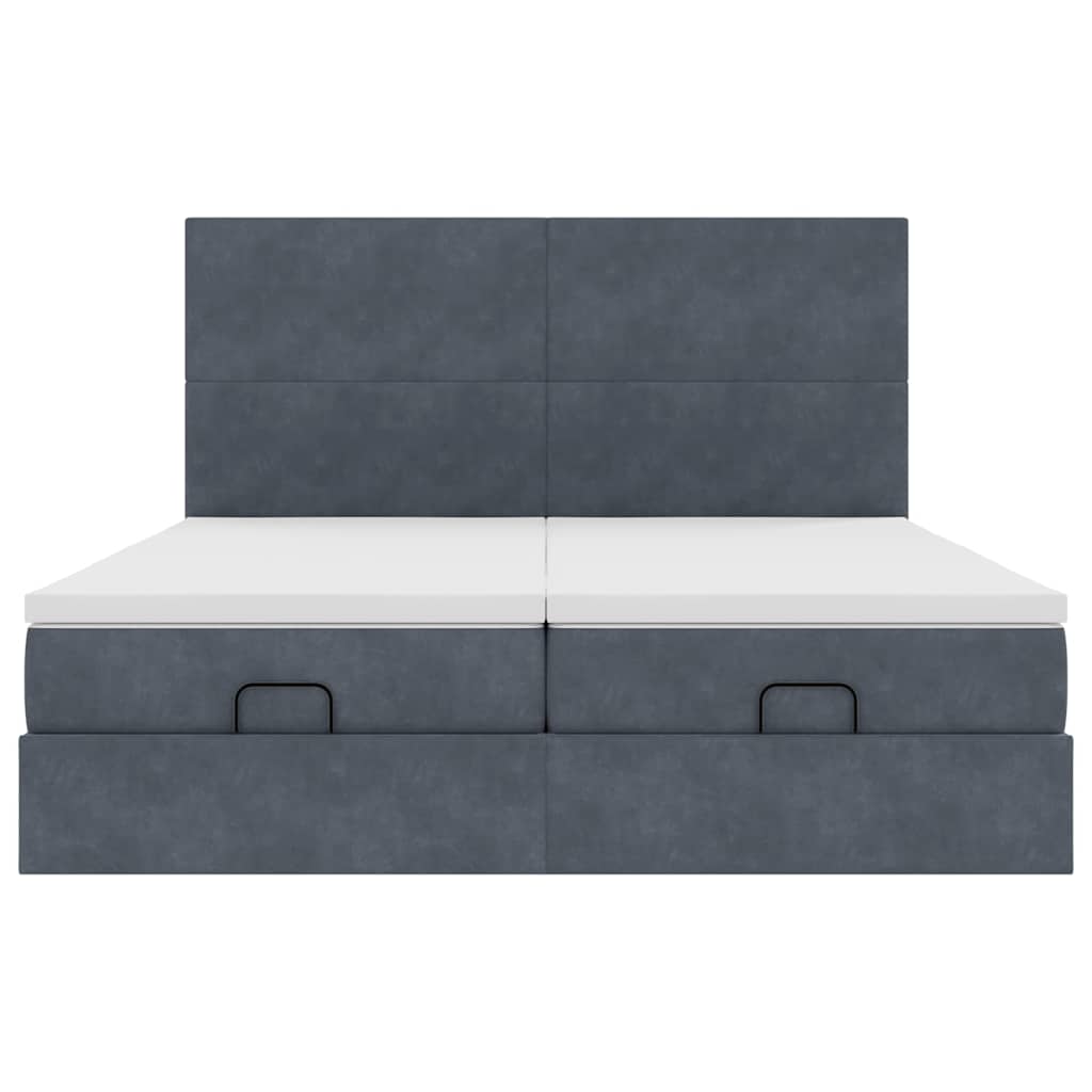 Struttura Letto Pouf con Materassi 200x200 cm Velluto