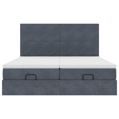 Struttura Letto Pouf con Materassi 200x200 cm Velluto