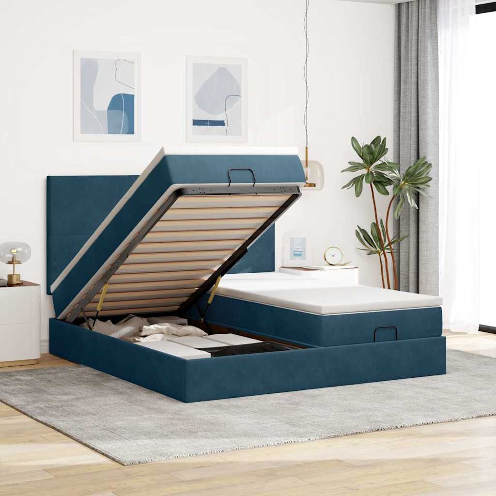Struttura Letto Pouf con Materassi 200x200 cm Velluto