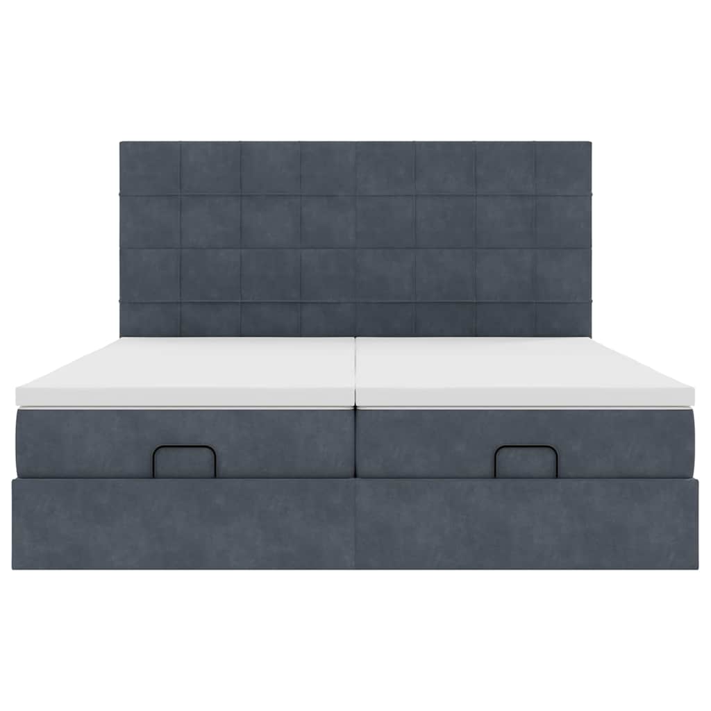 Struttura Letto Pouf con Materassi 160x200 cm in Velluto