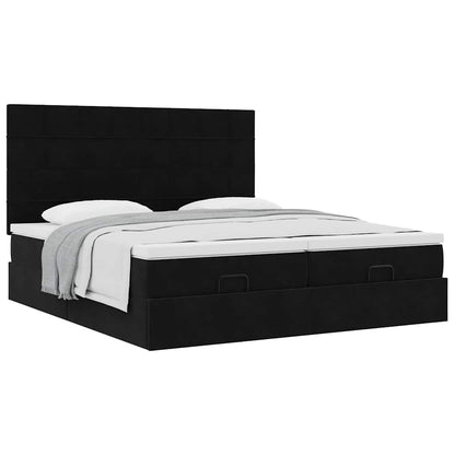 Struttura Letto Pouf con Materassi Nero 180x200 cm in Velluto | homemem39