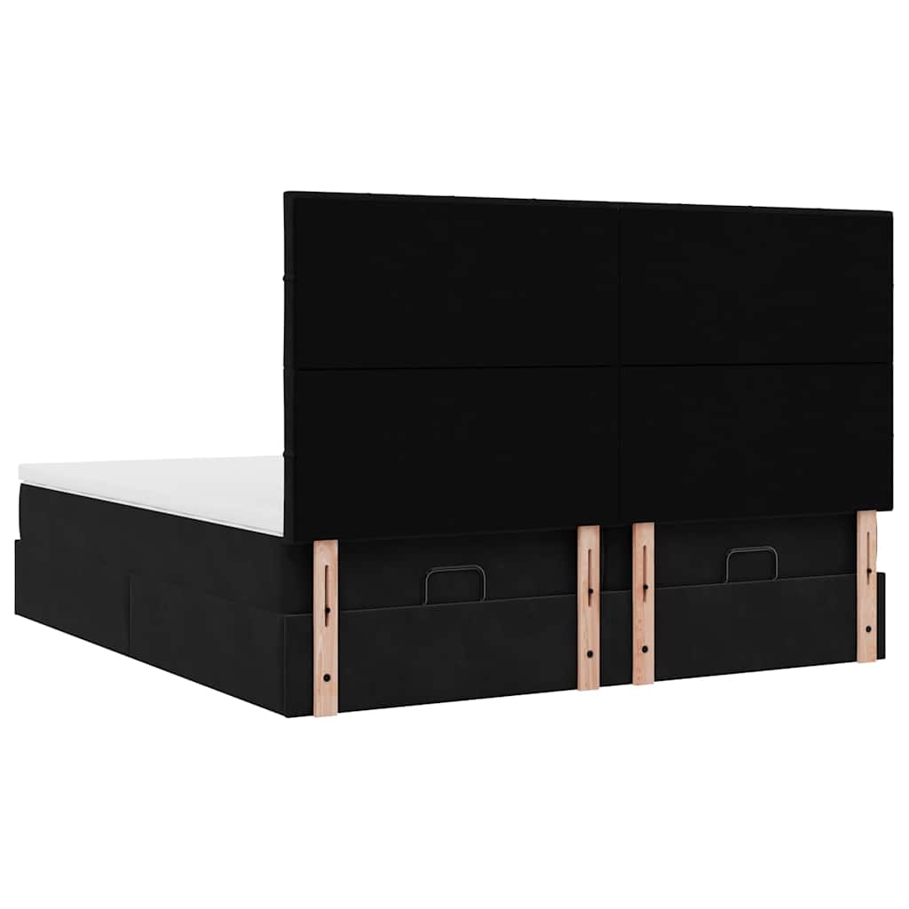 Struttura Letto Pouf con Materassi Nero 180x200 cm in Velluto | homemem39