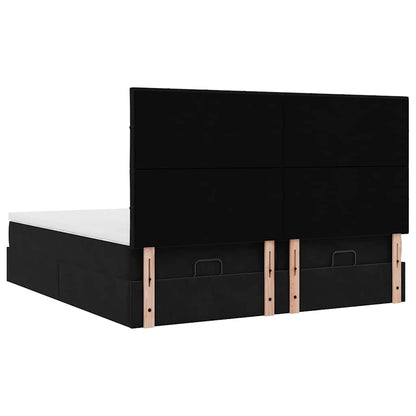 Struttura Letto Pouf con Materassi Nero 180x200 cm in Velluto | homemem39