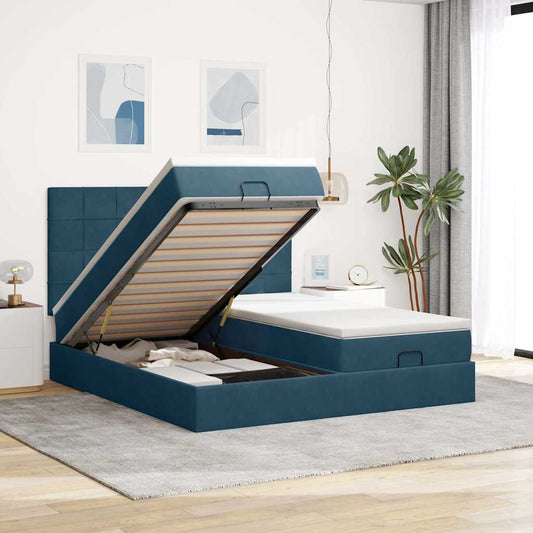 Struttura Letto Pouf con Materassi 180x200 cm Velluto