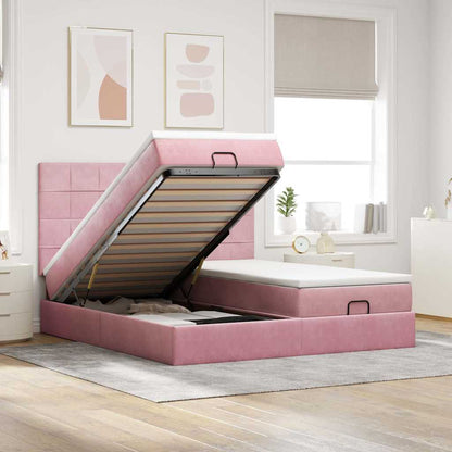 Struttura Letto Pouf con Materassi Rosa 180x200 cm Velluto | homemem39