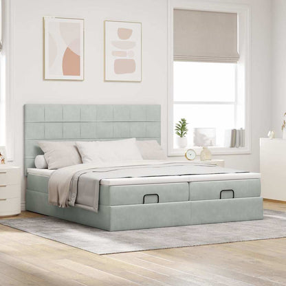Struttura Letto Pouf con Materassi 200x200 cm Velluto | homemem39