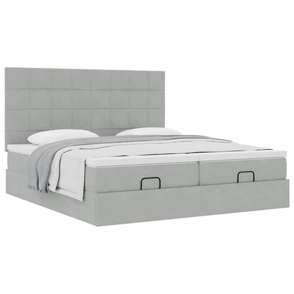 Struttura Letto Pouf con Materassi 200x200 cm Velluto | homemem39