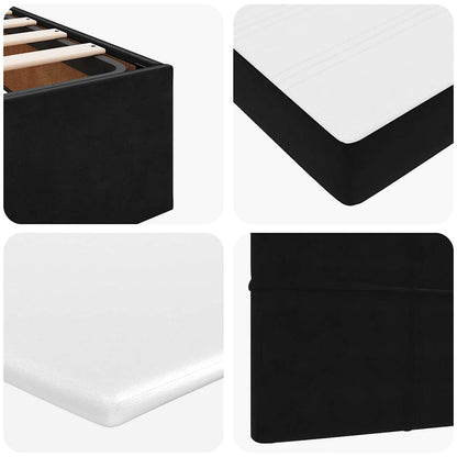 Struttura Letto Pouf con Materassi Nero 200x200 cm Velluto