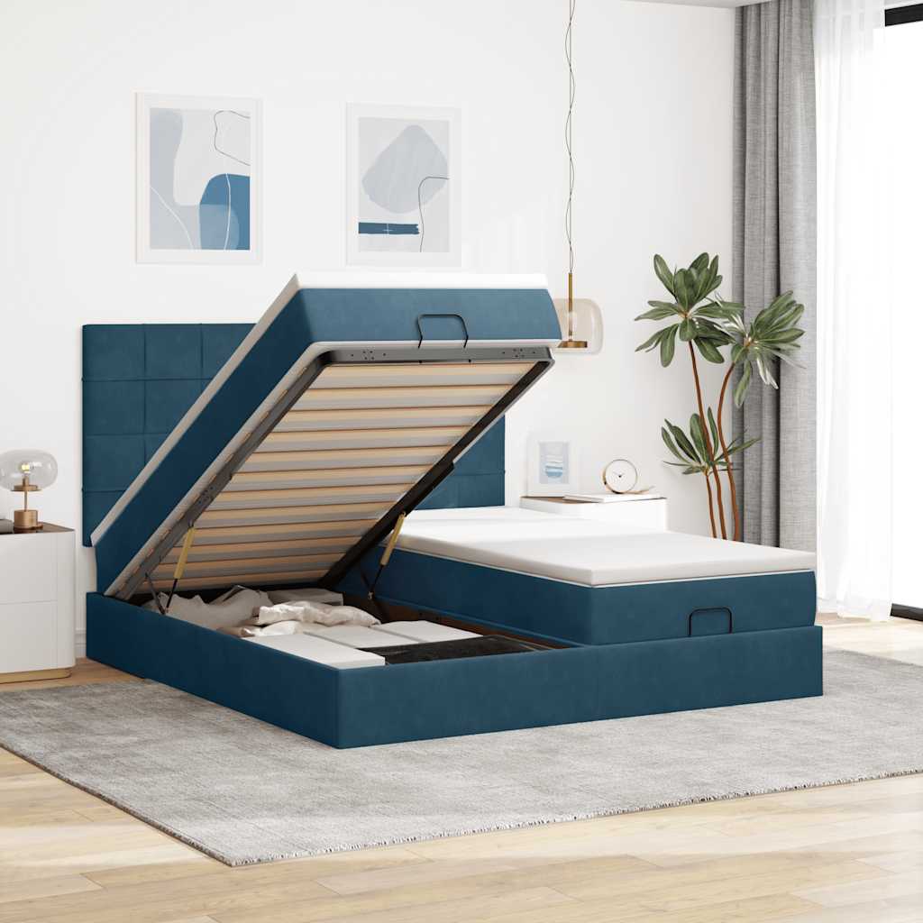 Struttura Letto Pouf con Materassi 200x200 cm Velluto