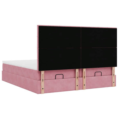Struttura Letto Pouf con Materassi Rosa 200x200 cm Velluto | homemem39