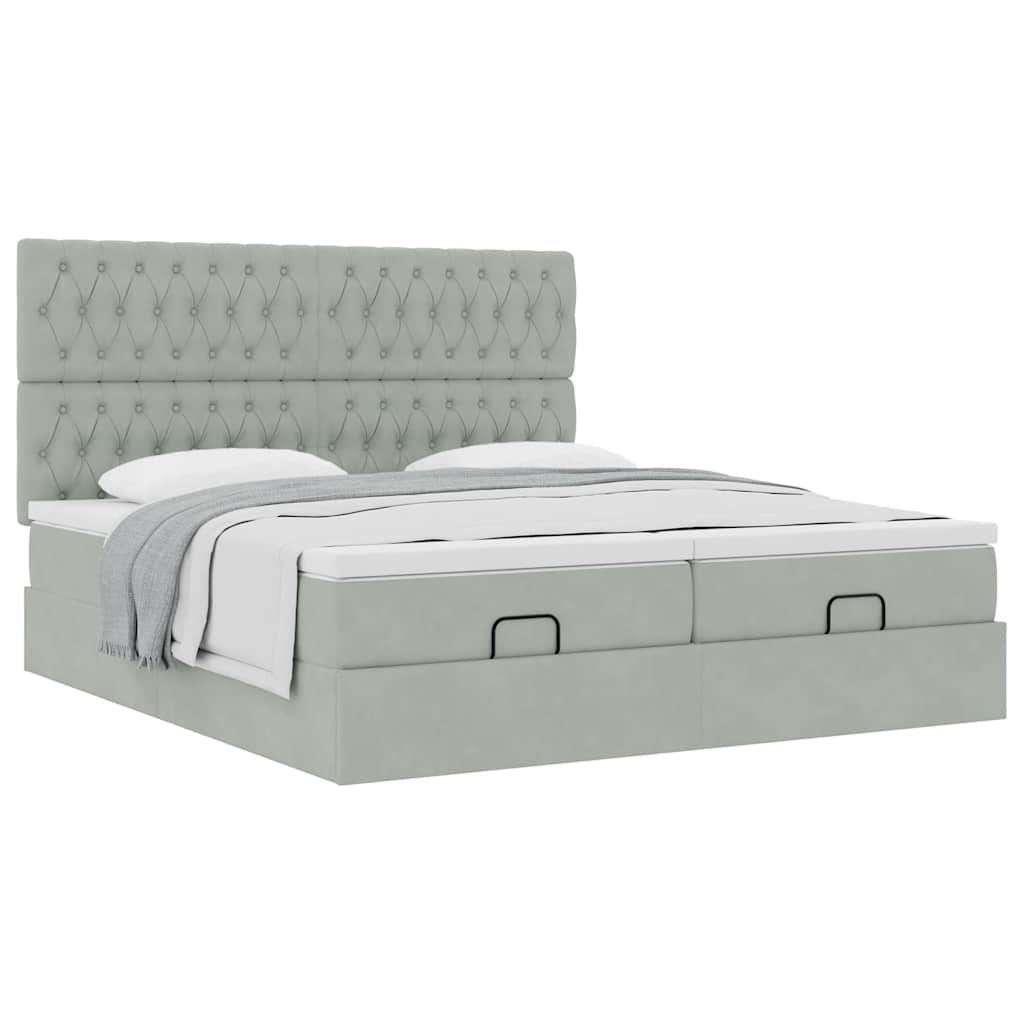 Struttura Letto Pouf con Materassi 160x200 cm in Velluto | homemem39
