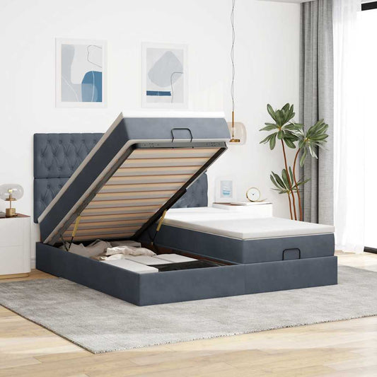 Struttura Letto Pouf con Materassi 160x200 cm in Velluto
