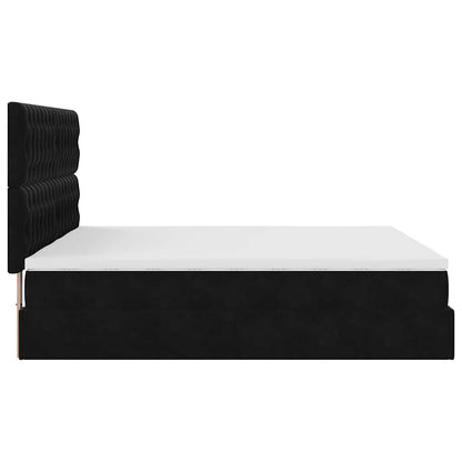 Struttura Letto Pouf con Materassi Nero 160x200 cm in Velluto