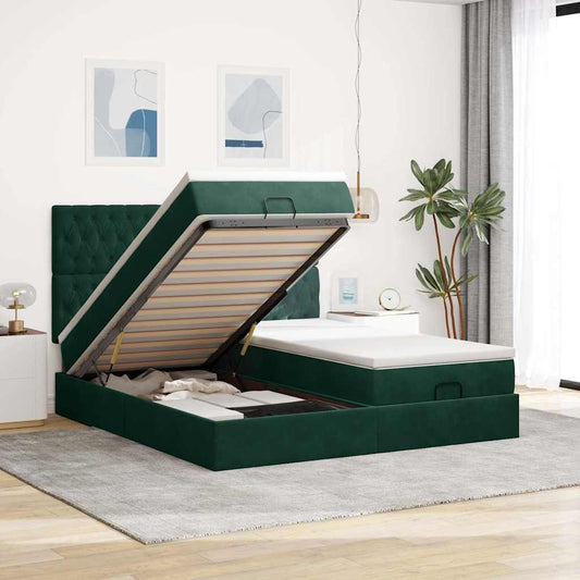 Struttura Letto Pouf con Materassi 160x200 cm Velluto
