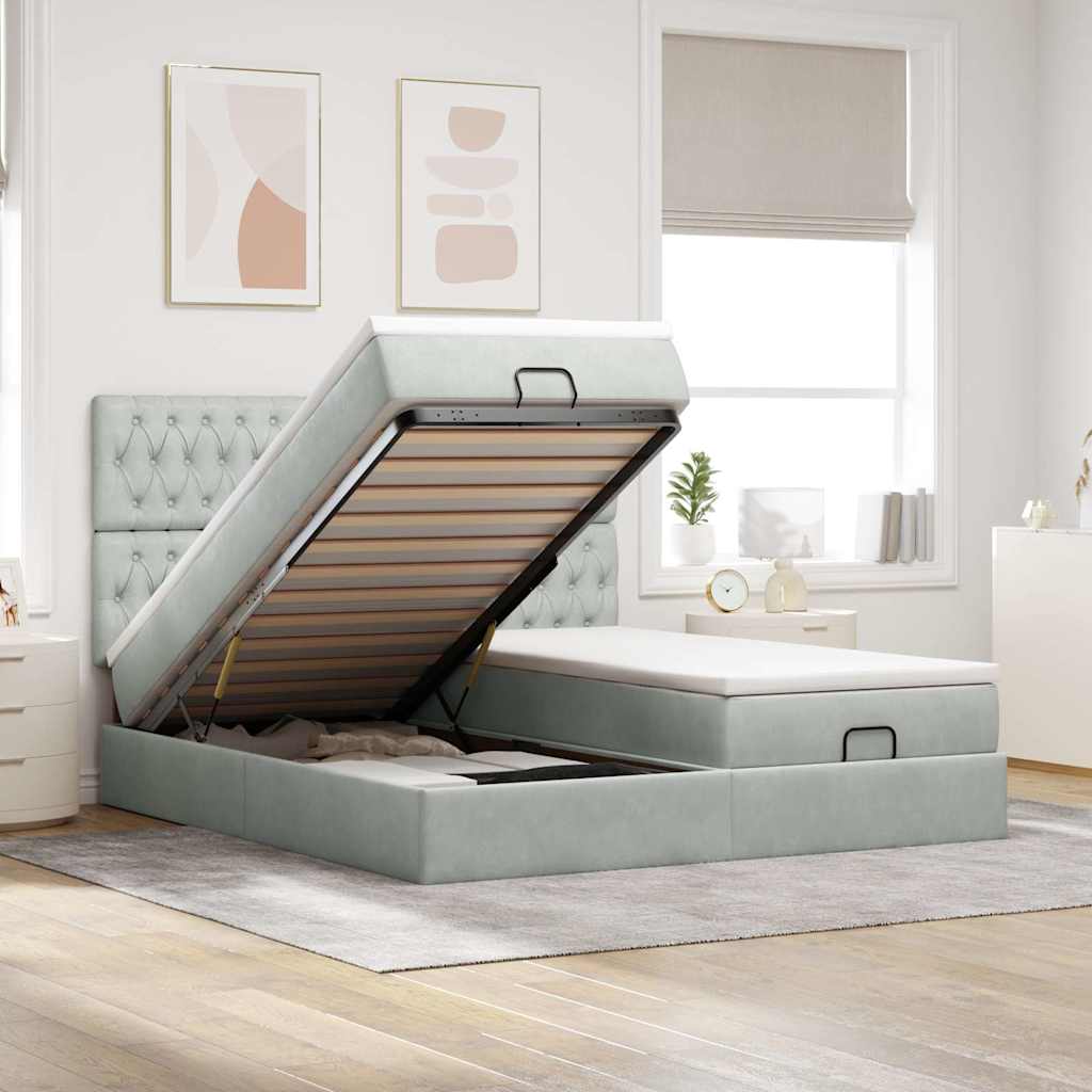 Struttura Letto Pouf con Materassi 180x200 cm Velluto