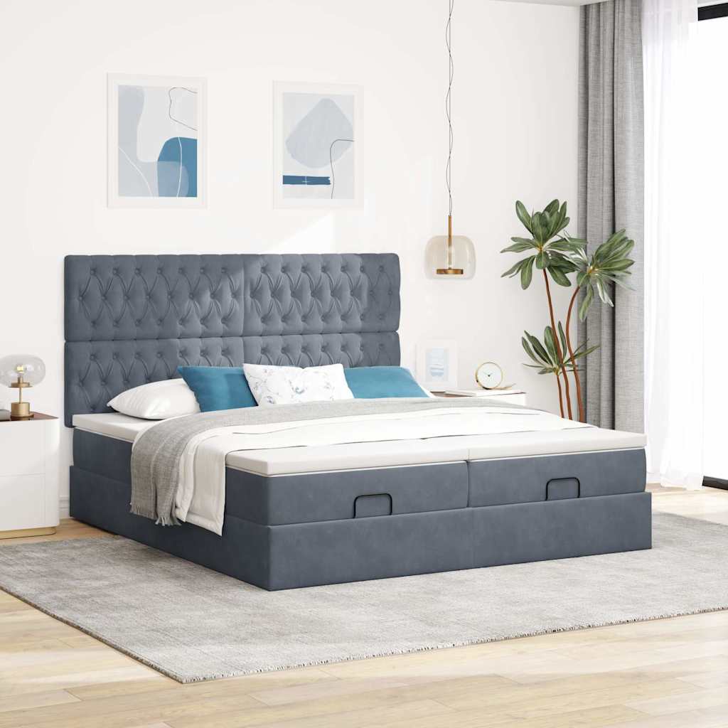 Struttura Letto Pouf con Materassi 180x200 cm Velluto