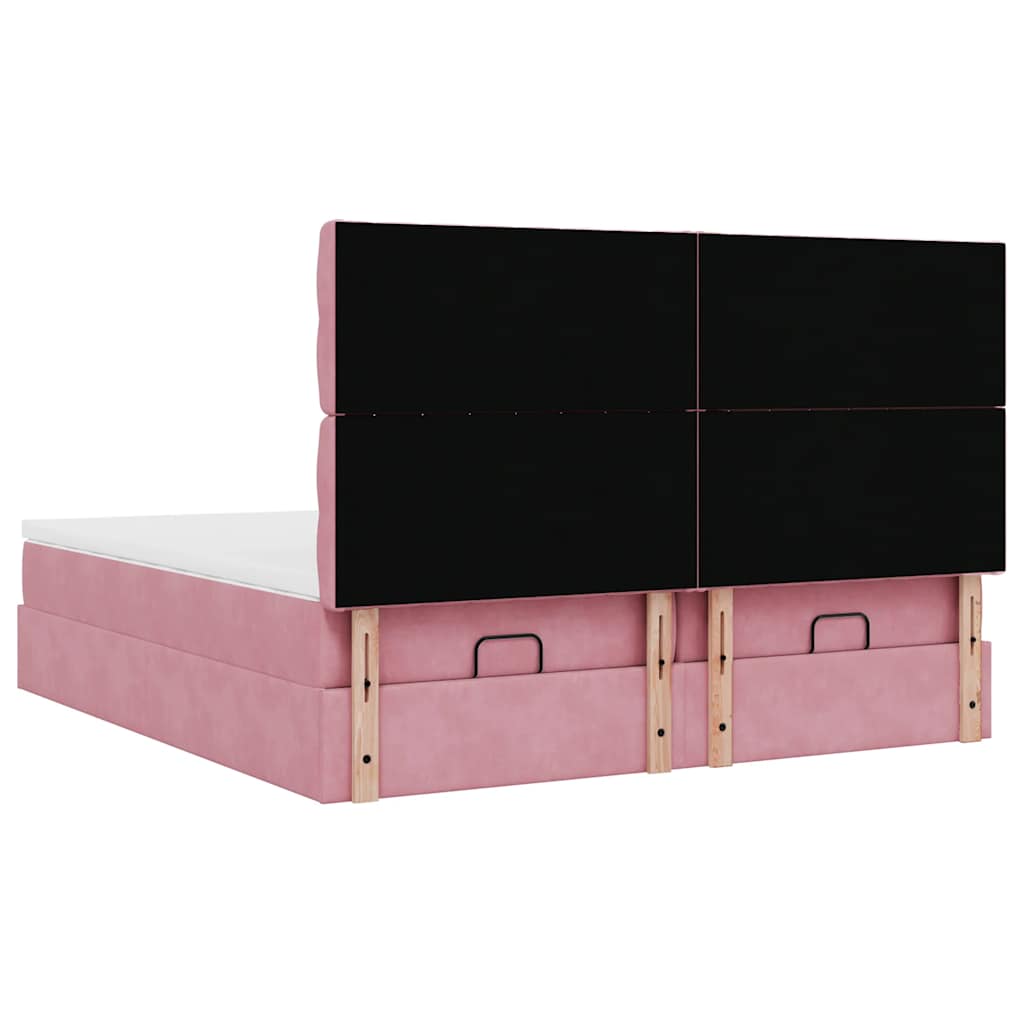 Struttura Letto Pouf con Materassi Rosa 180x200 cm Velluto | homemem39