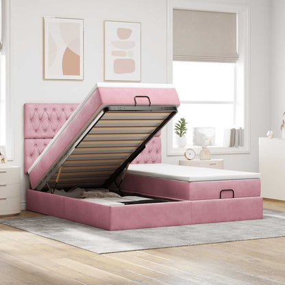 Struttura Letto Pouf con Materassi Rosa 180x200 cm Velluto | homemem39