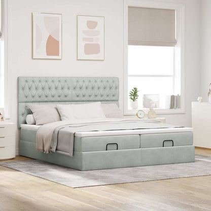 Struttura Letto Pouf con Materassi 200x200 cm Velluto