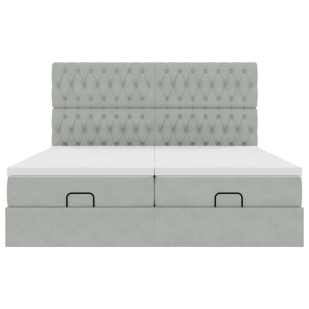 Struttura Letto Pouf con Materassi 200x200 cm Velluto