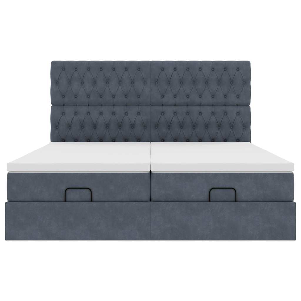 Struttura Letto Pouf con Materassi 200x200 cm Velluto
