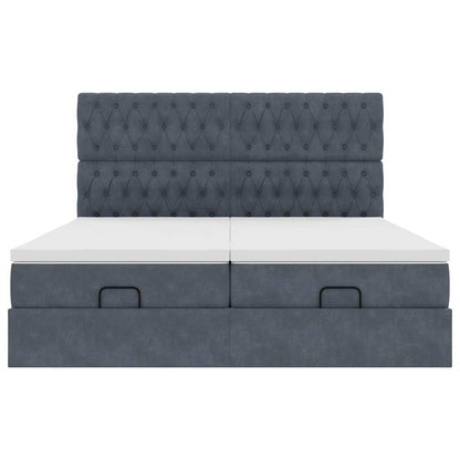 Struttura Letto Pouf con Materassi 200x200 cm Velluto