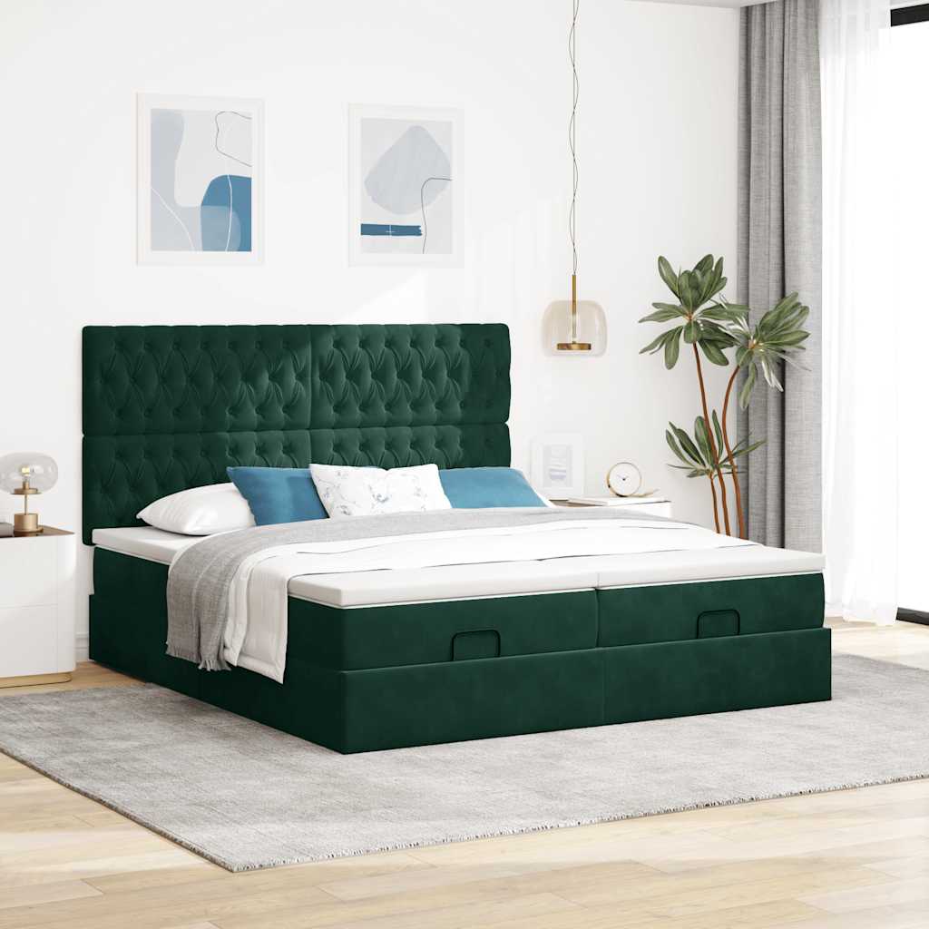 Struttura Letto Pouf con Materassi 200x200 cm Velluto