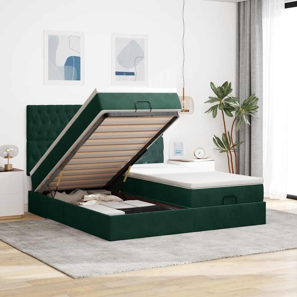 Struttura Letto Pouf con Materassi 200x200 cm Velluto