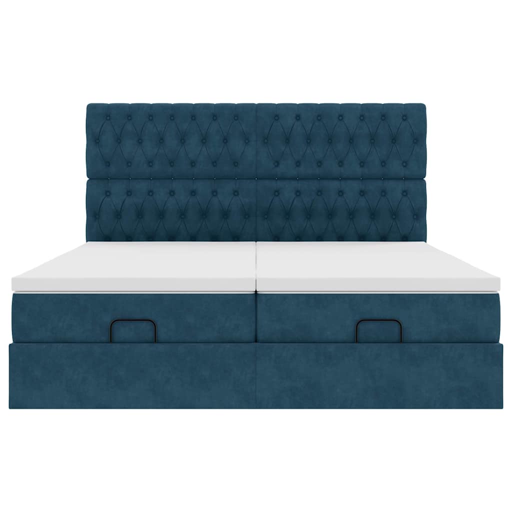 Struttura Letto Pouf con Materassi 200x200 cm Velluto