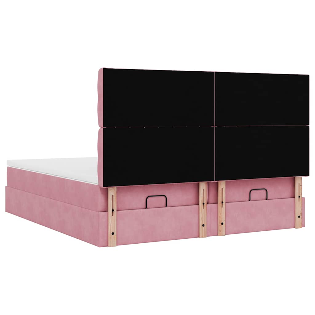 Struttura Letto Pouf con Materassi Rosa 200x200 cm Velluto | homemem39