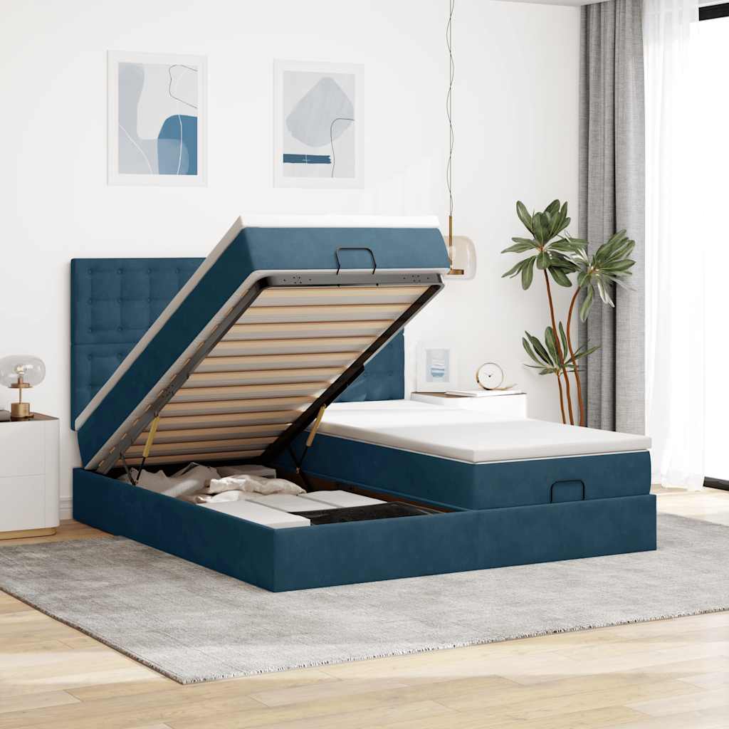 Struttura Letto Pouf con Materassi 160x200 cm Velluto