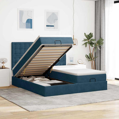 Struttura Letto Pouf con Materassi 160x200 cm Velluto