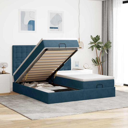 Struttura Letto Pouf con Materassi 160x200 cm Velluto