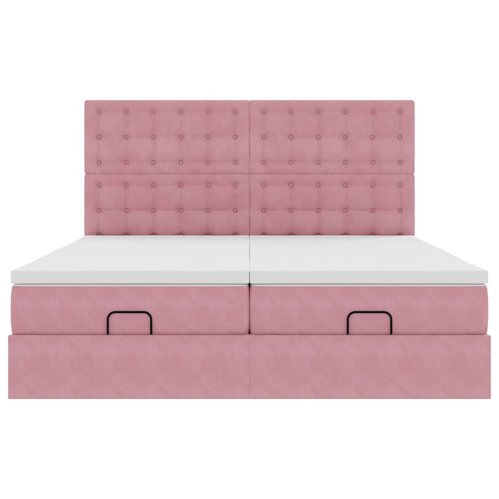 Struttura Letto Pouf con Materassi Rosa 180x200 cm Velluto | homemem39