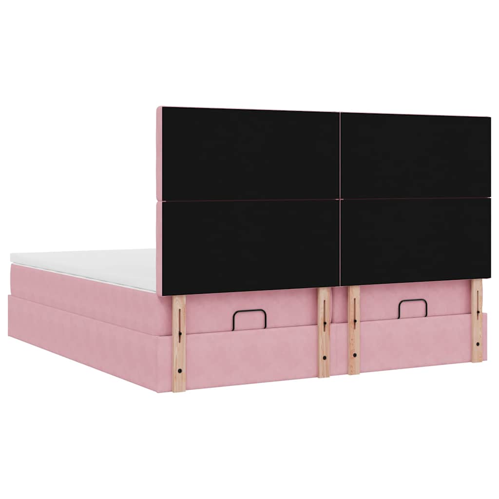Struttura Letto Pouf con Materassi Rosa 180x200 cm Velluto | homemem39