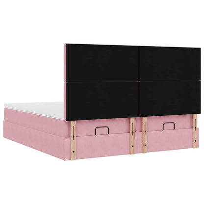 Struttura Letto Pouf con Materassi Rosa 180x200 cm Velluto | homemem39