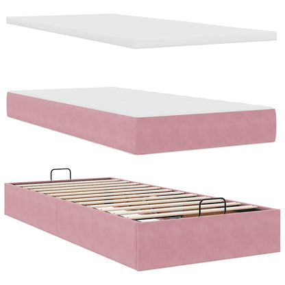 Struttura Letto Pouf con Materassi Rosa 180x200 cm Velluto | homemem39