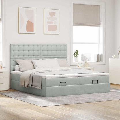 Struttura Letto Pouf con Materassi 200x200 cm Velluto