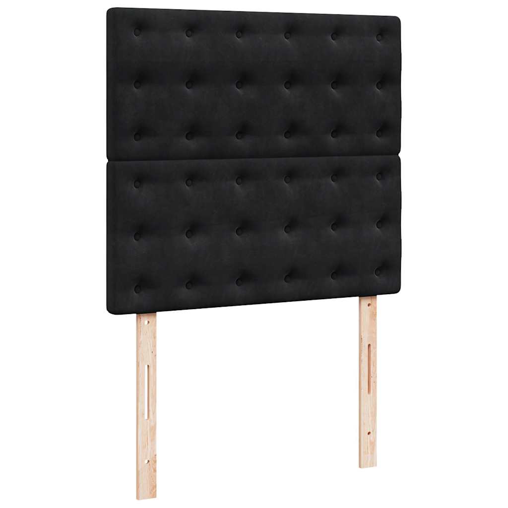 Struttura Letto Pouf con Materassi Nero 200x200 cm Velluto
