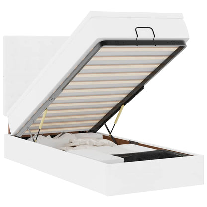 Struttura Letto Pouf con Materasso Bianco 80x200 cm Similpelle