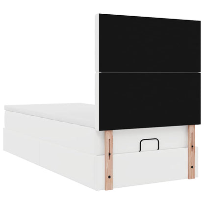 Struttura Letto Pouf con Materasso Bianco 80x200 cm Similpelle