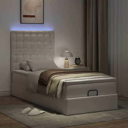 Struttura Letto Pouf con Materasso Bianco 80x200 cm Similpelle