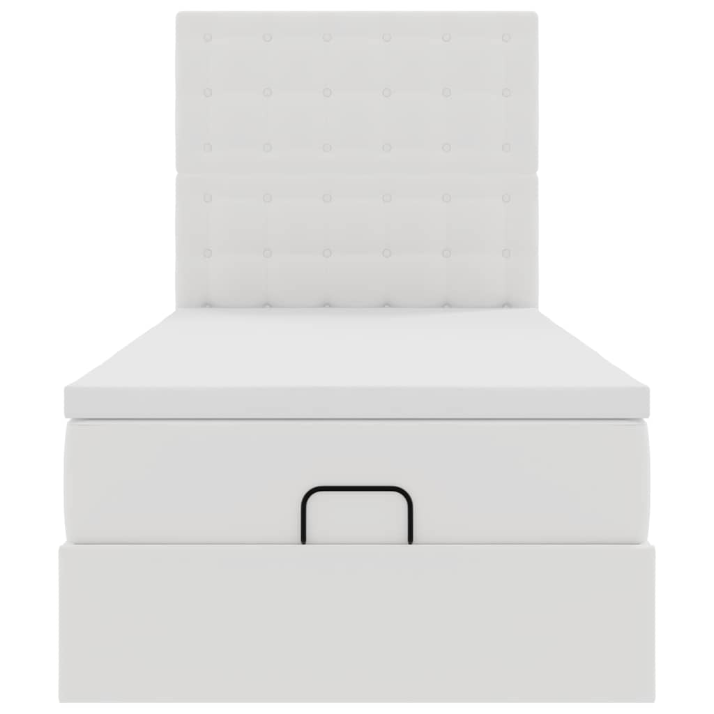 Struttura Letto Pouf con Materasso Bianco 80x200 cm Similpelle