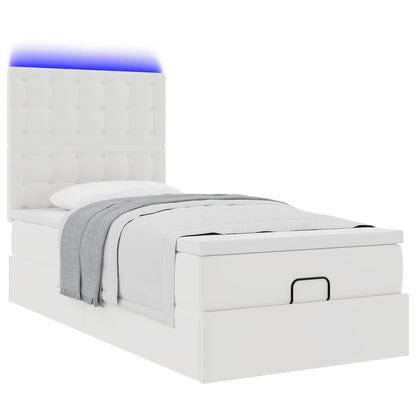 Struttura Letto Pouf con Materasso Bianco 90x200 cm Similpelle | homemem39