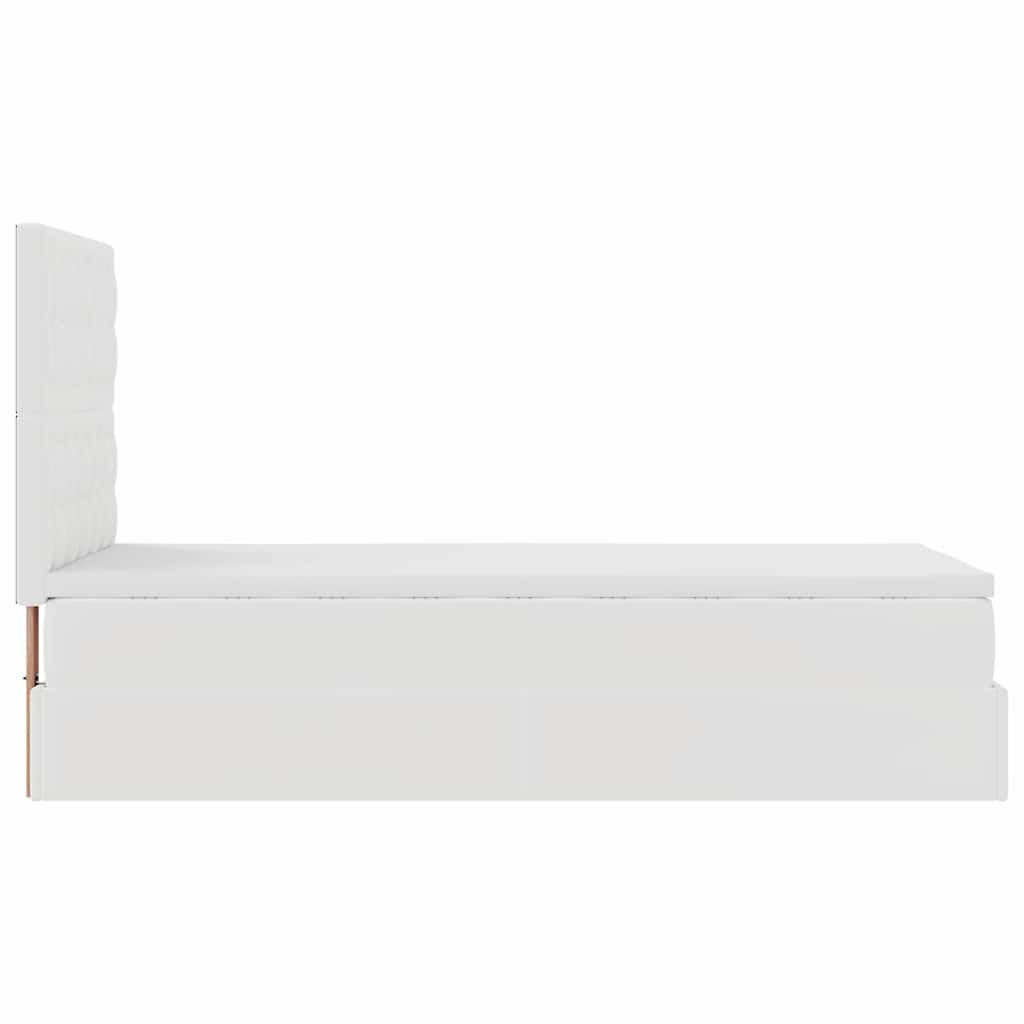 Struttura Letto Pouf con Materasso Bianco 90x200 cm Similpelle